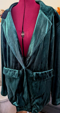 BLOOMCHIC Green Velvet Blazer Jacket 2XL Relaxed Fit Office Siren Holiday Vibe